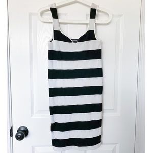 Bebe Ribbed Bodycon Stripe Mini Dress